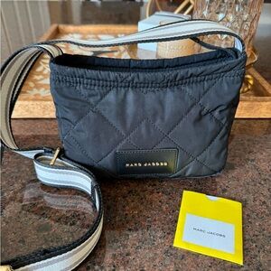 Marc Jacobs Quilted Black Nylon Messenger Crossbody Bag Purse